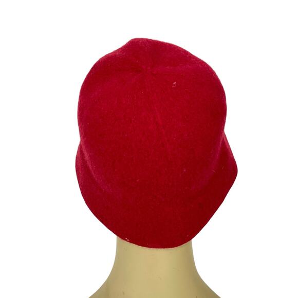 Banana Republic 100% Wool Bucket Hat Cherry Red Cloche Hat Winter Cap Cozy - Picture 3 of 11